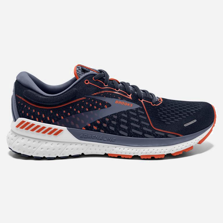 Brooks Men's Adrenaline Gts 21 Road Running Shoes Singapore - Navy/Red Clay/Gray (96431-AQTW)